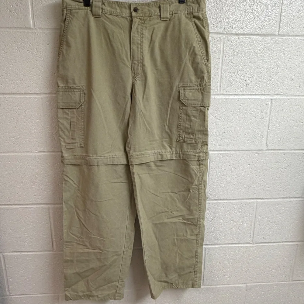 LL Bean Mens Convertible Zip Off Cargo Pants 35x32 Khaki Utility Hiking Pants
